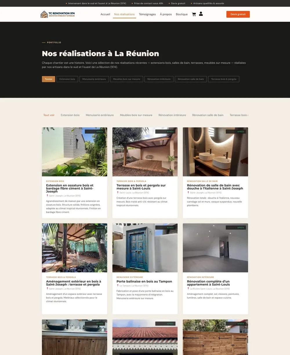 Liste des réalisations de TC Rénovation